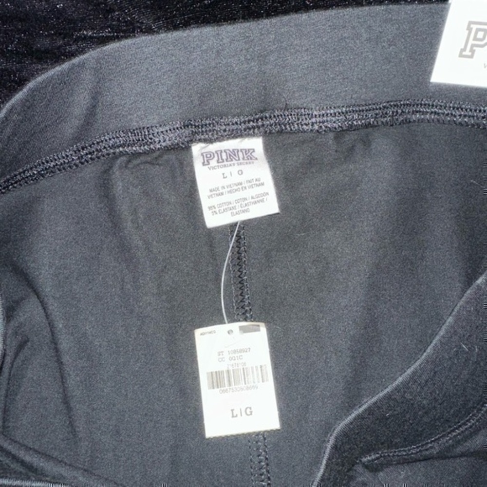 NWT Cotton Pink Victoria’s Secret Black Full Length Leggings - Picture 5 of 7